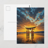 宮島の浮き鳥居 厳島神社 夕焼け ポストカード (正面/裏面)