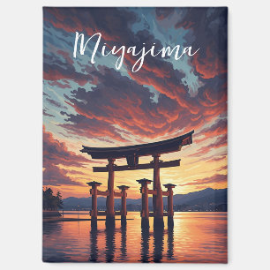 宮島の浮き鳥居 厳島神社 夕焼け マグネット