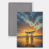 宮島の浮き鳥居 厳島神社 夕焼け マグネット (正面/裏面)