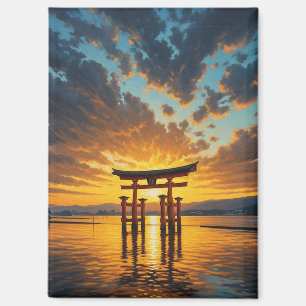 宮島の浮き鳥居 厳島神社 夕焼け マグネット