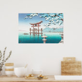 宮島半賀の冬の風景の風景で雪 ポスター (キッチン)