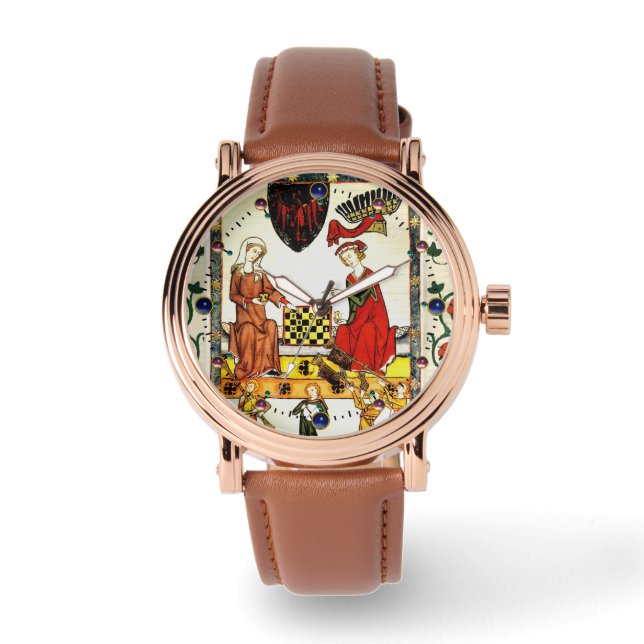 宮廷の中世チェスの選手 腕時計 (正面)