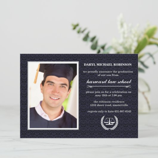 宮廷シンボル写真法学院パープル卒業 招待状 (スタンド正面)