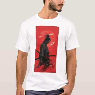 宮本武蔵ヴァガボンマンガスタイル赤い背景 Tシャツ