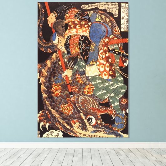 宮本武蔵国芳日本のファインアート キャンバスプリント (インサイチュ (ウッドフロア))