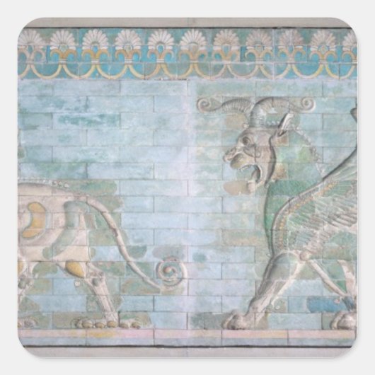 宮殿から翼のある二人のグリフィン スクエアシール (正面)