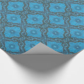 "宮殿のフローラ"ボヘミアン模様、青と灰色 ラッピングペーパー (角)