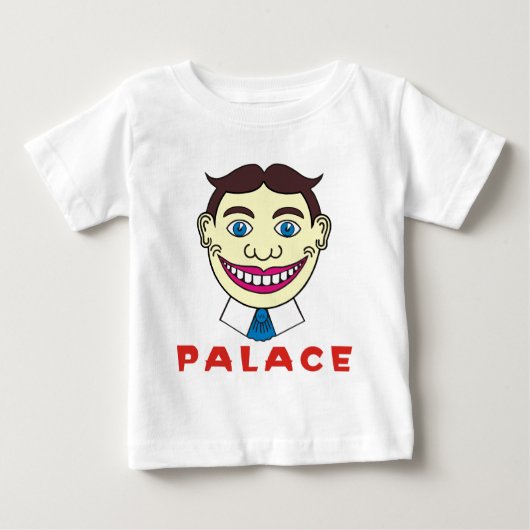 宮殿の文字の上にティリー ベビーTシャツ (正面)