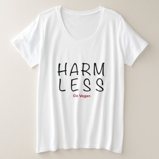害なし – 移動ビーガン プラスサイズTシャツ (デザイン正面)