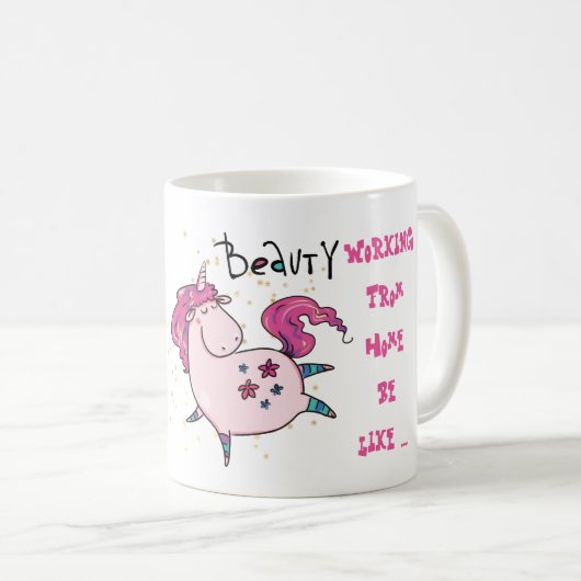 家おもしろいから働くMug Unicorn Madness コーヒーマグカップ (正面右)