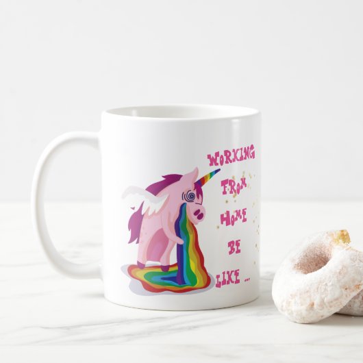 家おもしろいから働くMug Unicorn Madness コーヒーマグカップ (ドーナツ)