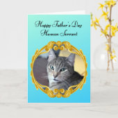 家おもしろいの父の日を守る猫 カード (黄色い花)