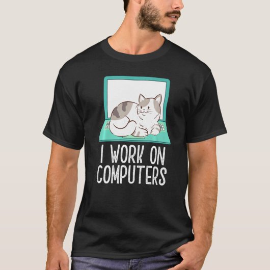 家おもしろいの猫の仕事 Tシャツ (正面)