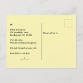 家おもしろいの青い背景を幽霊のよく出る移動 案内ポストカード (裏面)