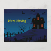 家おもしろいの青い背景を幽霊のよく出る移動 案内ポストカード (正面)