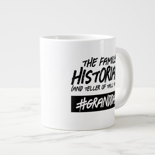 家おもしろい族の歴史家…ハッシュタグおじいちゃん ジャンボコーヒーマグカップ (正面右)
