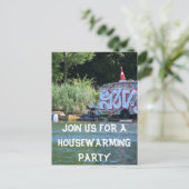 家おもしろい温暖化パーティー インビテーションポストカード (スタンド正面)