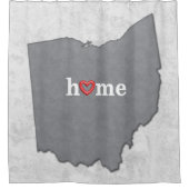 家およびハートのオハイオ州の地図 シャワーカーテン (正面)