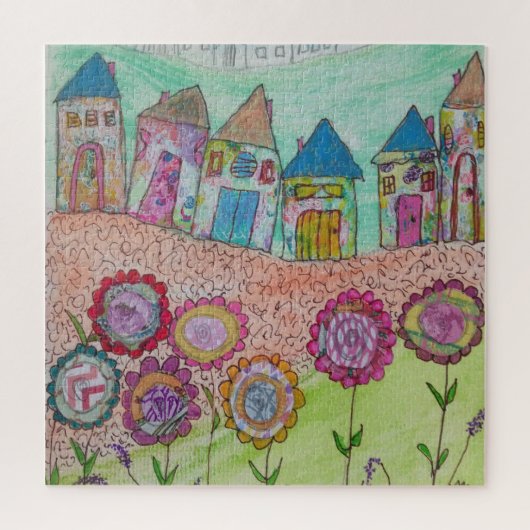 家お洒落と花 ジグソーパズル (縦)