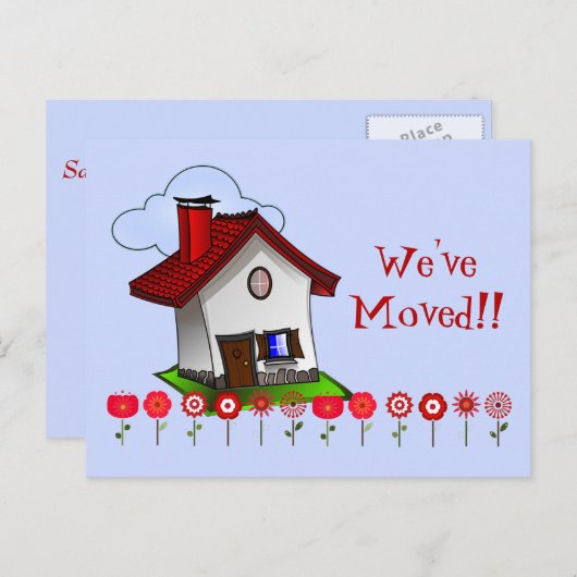 家お洒落と花"引っ越しました"はがき 案内ポストカード (正面/裏面)