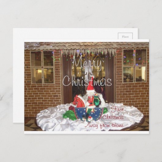 家から遠くになメリークリスマスの休日はAをインスパイア シーズンポストカード (正面/裏面)