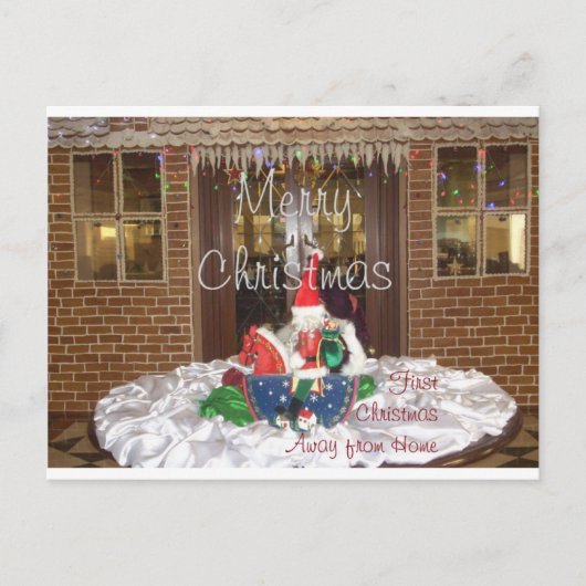 家から遠くになメリークリスマスの休日はAをインスパイア シーズンポストカード (正面)