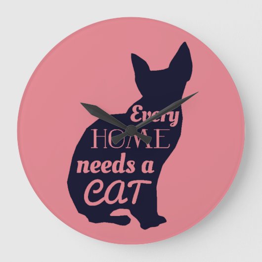 家ごとに猫が必要だ ラージ壁時計 (正面)