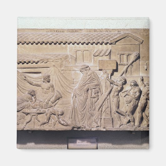 家でディオニュソスを描いたレリーフ、 浮き彫り マグネット (正面)