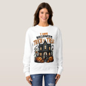 家で不気味夜を騙すまたは扱う幽霊のよく出る スウェットシャツ (正面フル)