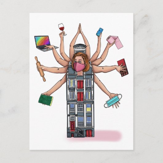 「家で尋ねる」 ポストカード (正面)