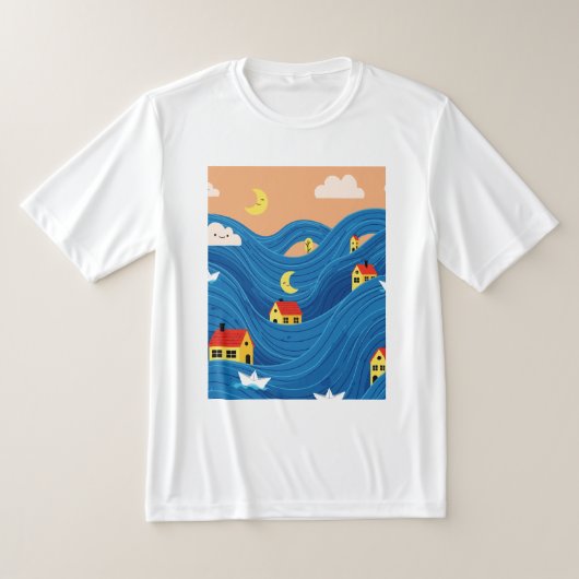 家とボート Tシャツ (レイダウン)