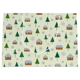 家とモミの木の抱き枕 ラージペーパーバッグ