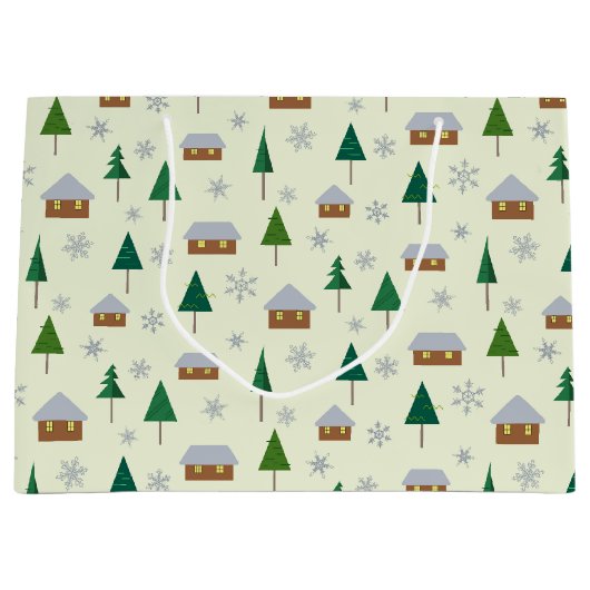 家とモミの木の抱き枕 ラージペーパーバッグ (正面)