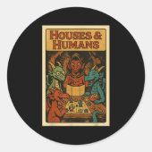 家と人間おもしろいRpgゲーマーおたくゲーミングメン ラウンドシール (正面)