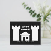 家と新しい住所おもしろいを持つはがきの移動 案内ポストカード (スタンド正面)