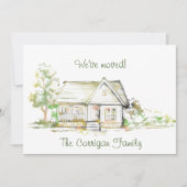 家と木の新しい住所フラットアナウンスメントカード 案内状 (正面)