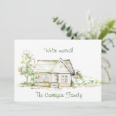 家と木の新しい住所フラットアナウンスメントカード 案内状 (スタンド正面)