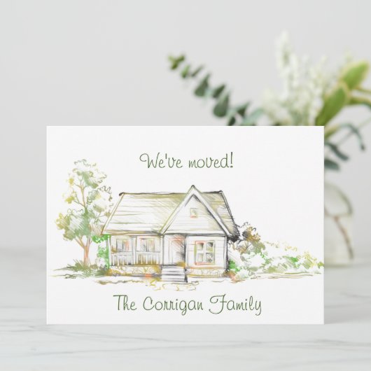 家と木の新しい住所フラットアナウンスメントカード 案内状 (スタンド正面)