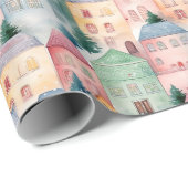 家と水の色のシームレスなパターン ラッピングペーパー (ロールコーナー)