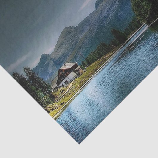 家と空と森の中の湖 薄葉紙 (詳細)