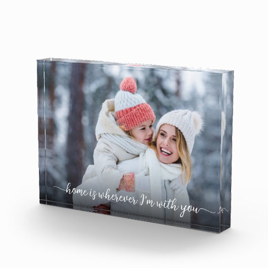 家どこにいても一緒にいる引用文モダン記念 フォトブロック (右)