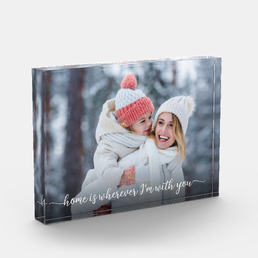 家どこにいても一緒にいる引用文モダン記念 フォトブロック (左)