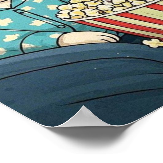 家にいてポップコーンを注文しよう。かわいい犬の漫画を観よう ポスター (角)