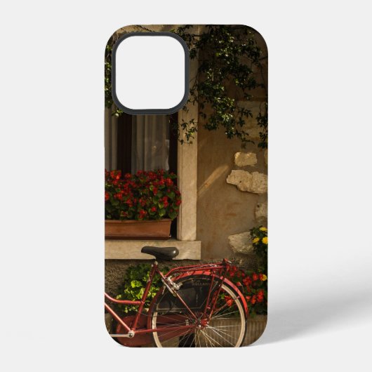 家に寄りかかる自転車 iPhoneケース (裏面)