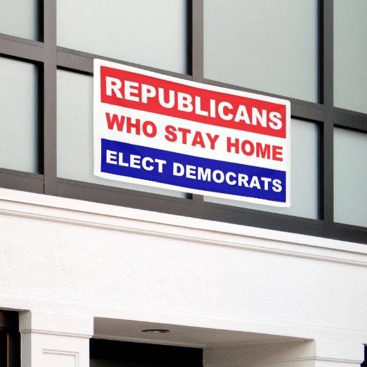 家に居る共和党員は人気があるな民主党員を選びます 横断幕 (ビルの外側)