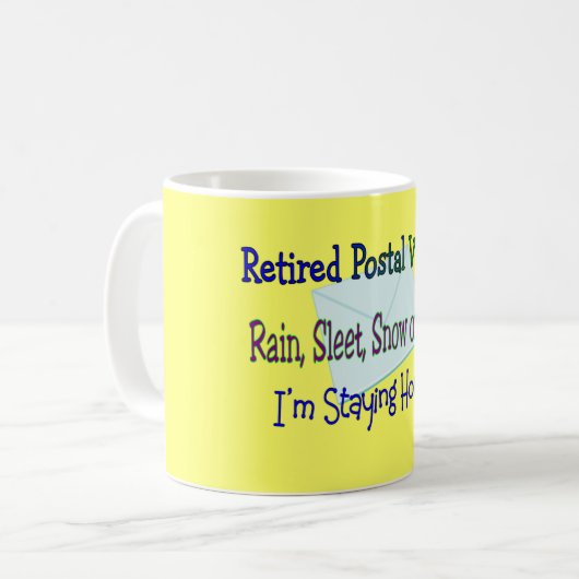 "家に居る郵便局員雨みぞれの雪" コーヒーマグカップ (正面左)