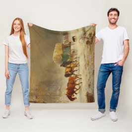 家に帰る雪の嵐に勇敢な先駆者 フリースブランケット