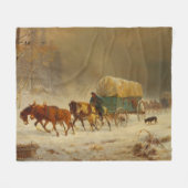 家に帰る雪の嵐に勇敢な先駆者 フリースブランケット (正面(横))