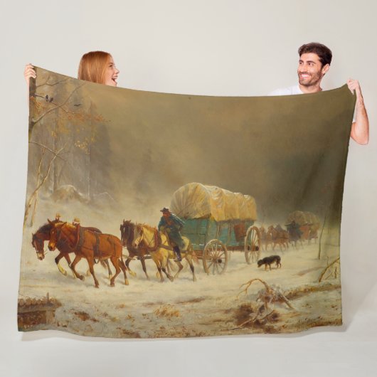 家に帰る雪の嵐に勇敢な先駆者 フリースブランケット (インサイチュ)