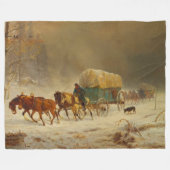 家に帰る雪の嵐に勇敢な先駆者 フリースブランケット (正面(横))